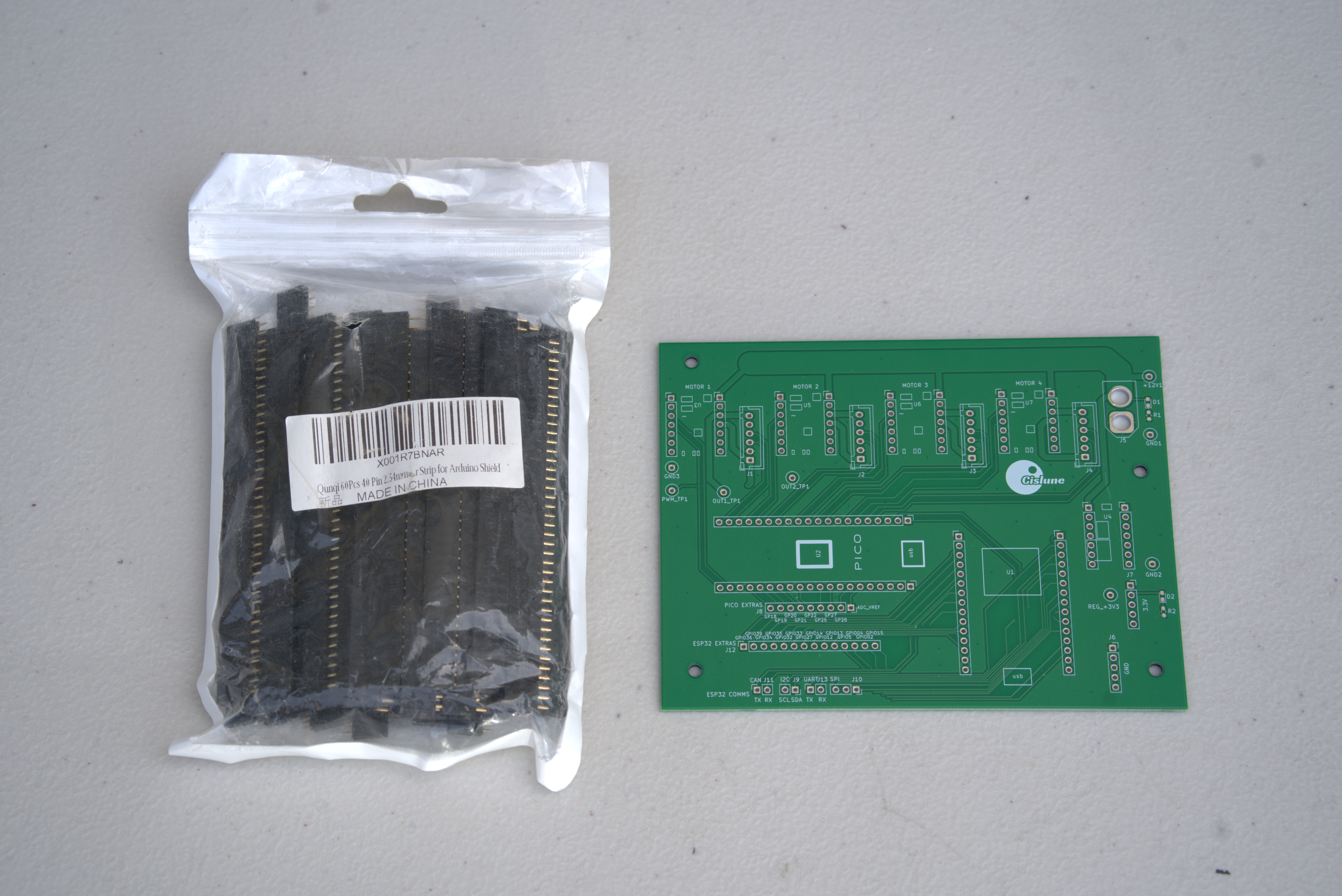 PCB and connectors before soldering